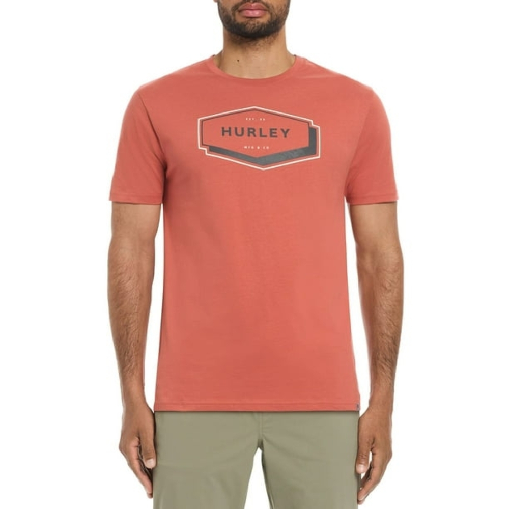 Comfortable Short Sleeve All Day Hurley Logo Graphic Print T-shirt Burnt Orange